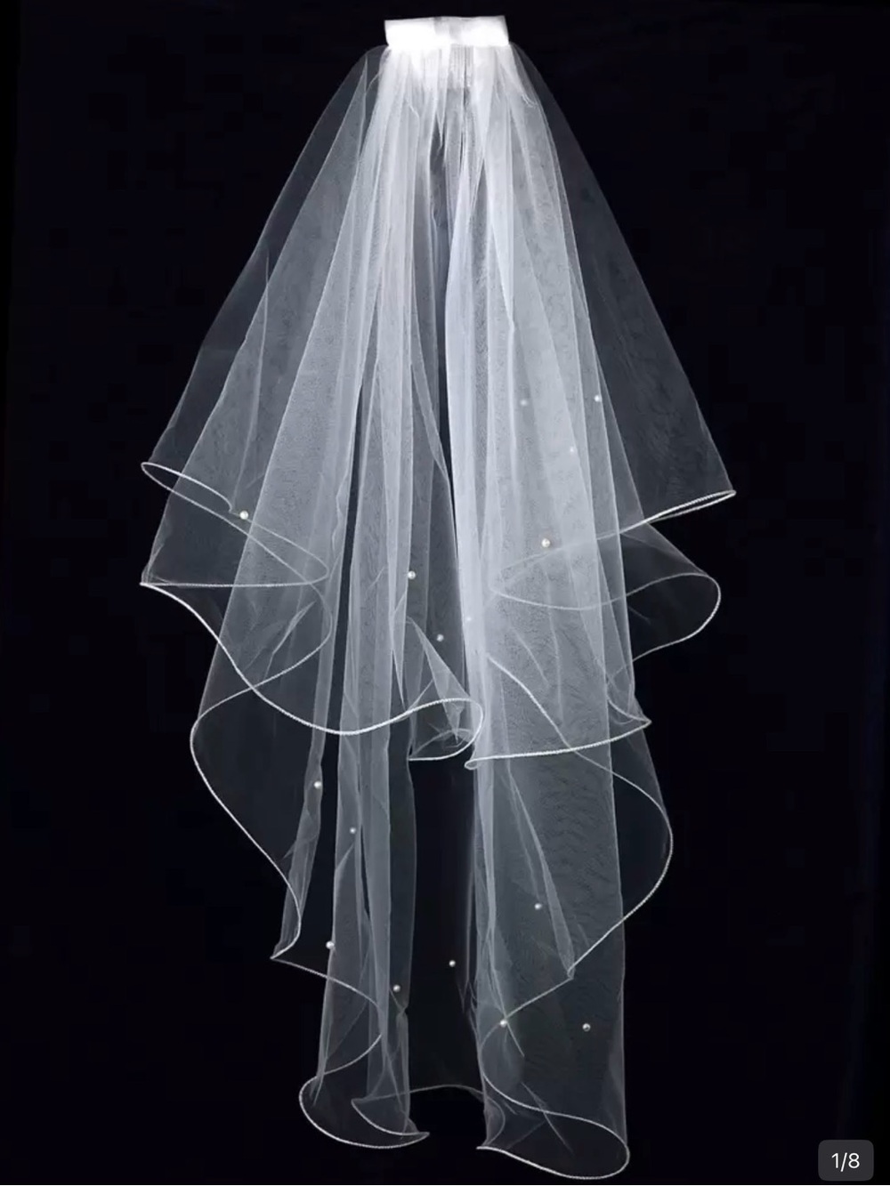SHEIN White Pearl-Accented Bridal Veil